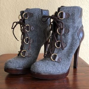 Tory Burch lace up platform booties